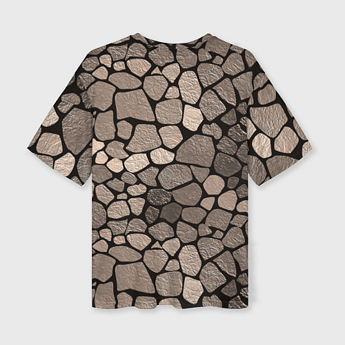 Женская футболка оверсайз Черно-коричневая текстура камня / 3D-принт – фото 2