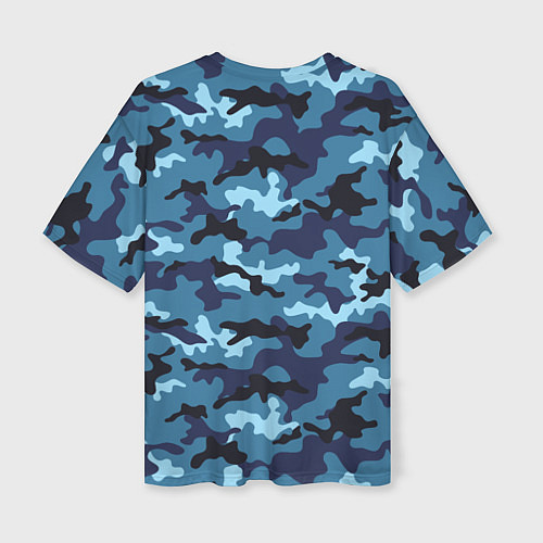Женская футболка оверсайз Камуфляж Тёмно-Синий Camouflage Dark-Blue / 3D-принт – фото 2