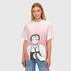 Футболка оверсайз женская Чан У протягивает галстуг, цвет: 3D-принт — фото 2