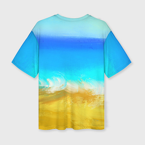 Женская футболка оверсайз Коктейли на фоне пляжа / 3D-принт – фото 2
