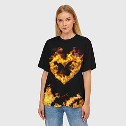 Футболка оверсайз женская Fire Heart, цвет: 3D-принт — фото 2