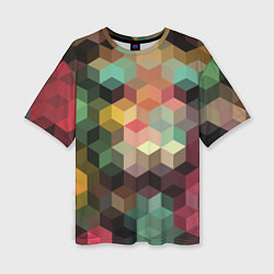 Женская футболка оверсайз Разноцветный геометрический узор 3D