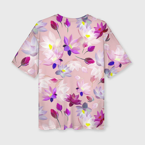 Женская футболка оверсайз Цветы Разноцветные Лотосы / 3D-принт – фото 2