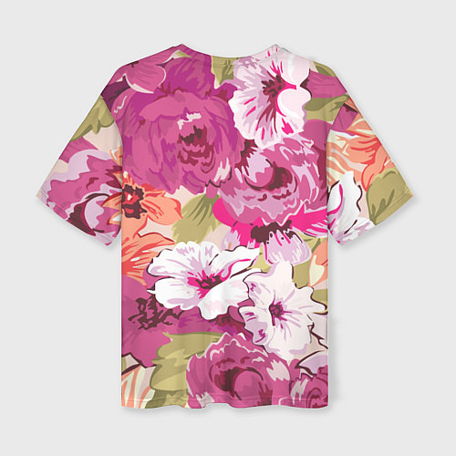 Женская футболка оверсайз Красочный цветочный паттерн Лето Fashion trend 202 / 3D-принт – фото 2