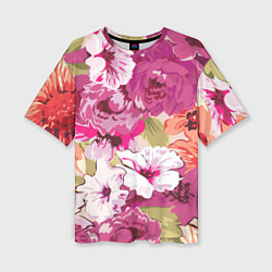 Женская футболка оверсайз Красочный цветочный паттерн Лето Fashion trend 202