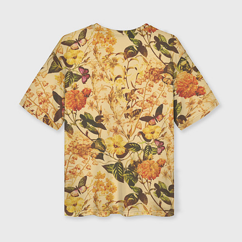 Женская футболка оверсайз Цветы Летний Закат / 3D-принт – фото 2
