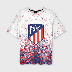 Женская футболка оверсайз Atletico madrid logo брызги красок