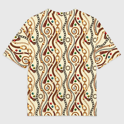 Женская футболка оверсайз Ремни и драгоценные камни / 3D-принт – фото 2