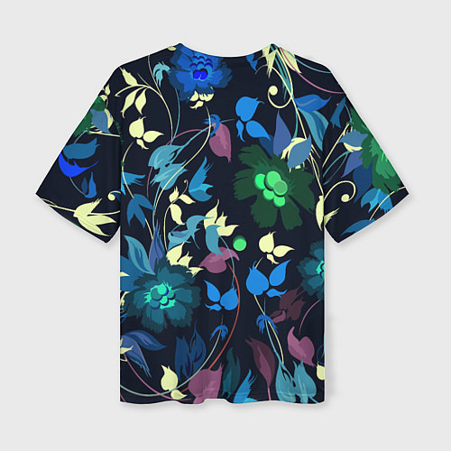 Женская футболка оверсайз Color summer night Floral pattern / 3D-принт – фото 2
