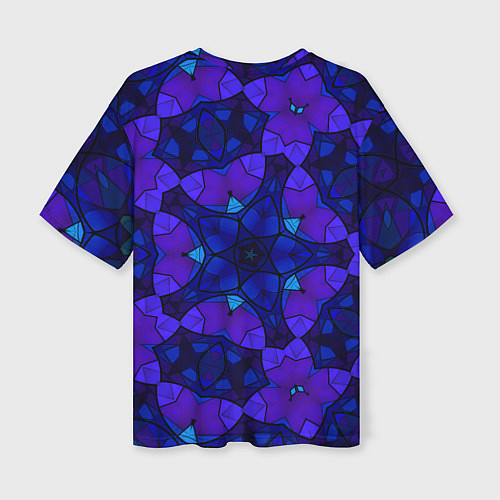 Женская футболка оверсайз Калейдоскоп -геометрический сине-фиолетовый узор / 3D-принт – фото 2