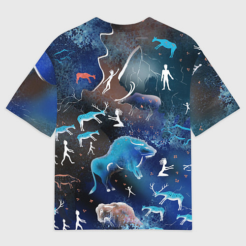 Женская футболка оверсайз Альтернативная Альтамира синяя / 3D-принт – фото 2