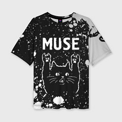 Женская футболка оверсайз Группа Muse и Рок Кот