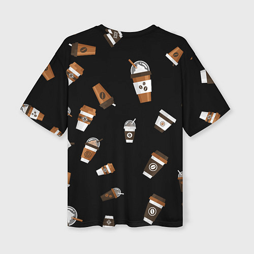 Женская футболка оверсайз Кофейные стаканы / 3D-принт – фото 2