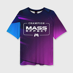 Женская футболка оверсайз Mass Effect Gaming Champion: рамка с лого и джойст