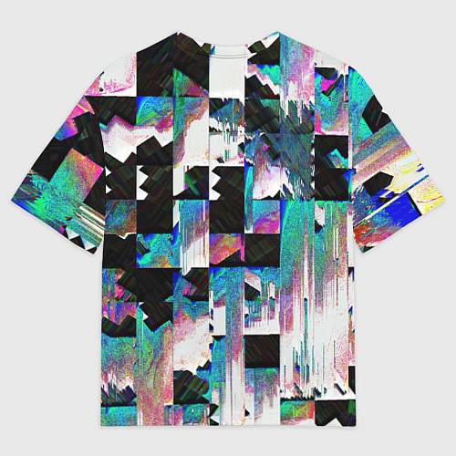 Женская футболка оверсайз Glitch Abstract squares Глитч Абстрактные квадраты / 3D-принт – фото 2