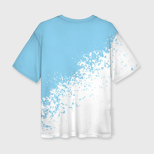 Женская футболка оверсайз Manchester city белые брызги на голубом фоне / 3D-принт – фото 2