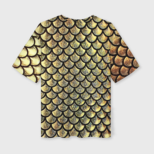 Женская футболка оверсайз Чешуя золотая / 3D-принт – фото 2