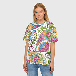 Футболка оверсайз женская Fashionable floral Oriental pattern Summer 2025, цвет: 3D-принт — фото 2
