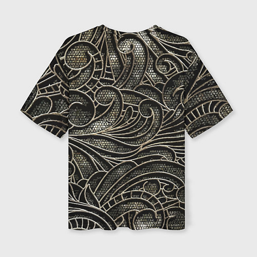 Женская футболка оверсайз Брутальный металлический орнамент / 3D-принт – фото 2