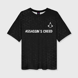 Женская футболка оверсайз Assassins Creed Glitch на темном фоне