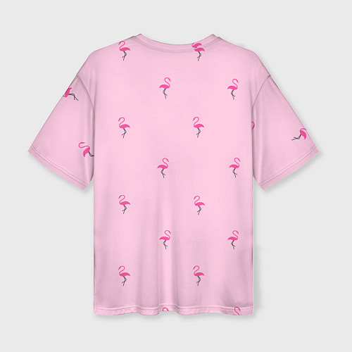 Женская футболка оверсайз Фламинго на розовом фоне / 3D-принт – фото 2