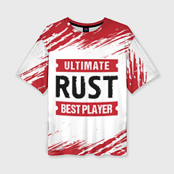 Женская футболка оверсайз Rust: красные таблички Best Player и Ultimate