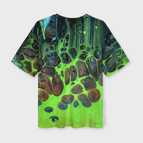 Женская футболка оверсайз Неоновый песок и камни - Зелёный / 3D-принт – фото 2