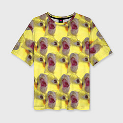 Женская футболка оверсайз Попугай Корелла Орёт Мем