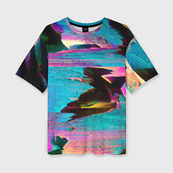 Женская футболка оверсайз Multicolored vanguard glitch