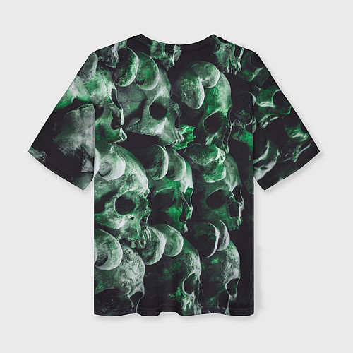 Женская футболка оверсайз Множество черепов во тьме - Зелёный / 3D-принт – фото 2