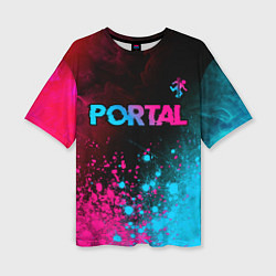 Женская футболка оверсайз Portal Neon Gradient