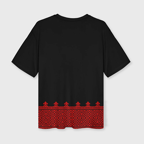 Женская футболка оверсайз Черная славянская рубаха / 3D-принт – фото 2