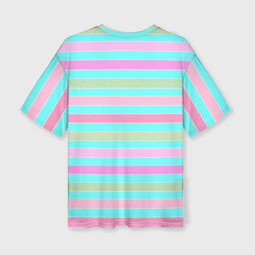 Женская футболка оверсайз Pink turquoise stripes horizontal Полосатый узор / 3D-принт – фото 2