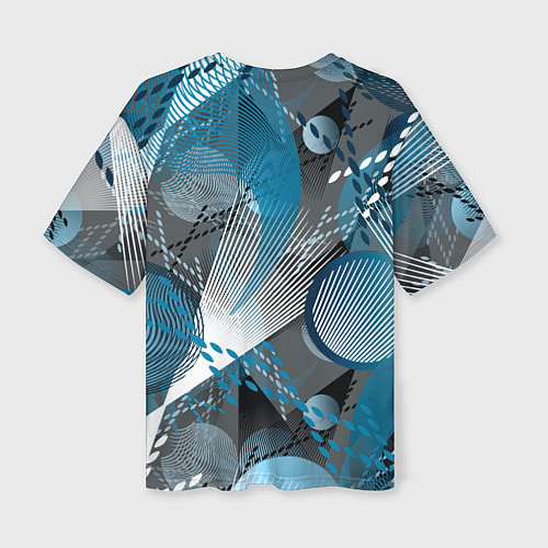 Женская футболка оверсайз Абстрактный серо-синий принт / 3D-принт – фото 2