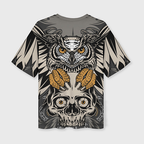 Женская футболка оверсайз Сова с черепом Owl with Skull / 3D-принт – фото 2