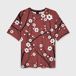 Женская футболка оверсайз Цветы На Вишнёвом Дереве
