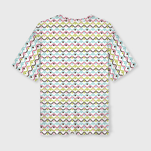 Женская футболка оверсайз Волнистые линии геометрия / 3D-принт – фото 2