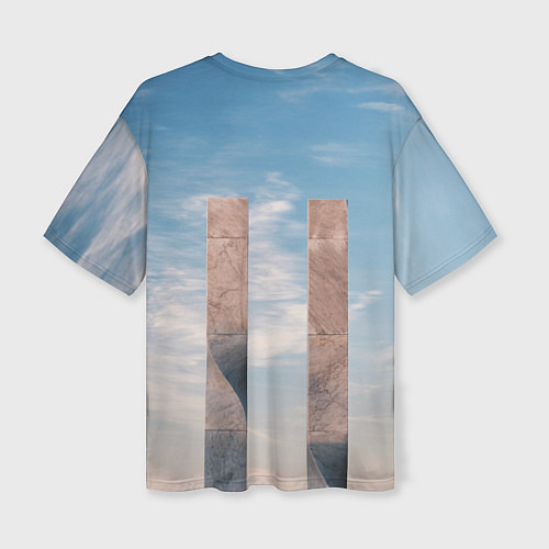 Женская футболка оверсайз Абстрактные блоки и небо - Голубой / 3D-принт – фото 2