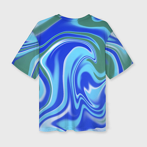 Женская футболка оверсайз Тай-дай с синим, зелёным и белым цветом / 3D-принт – фото 2