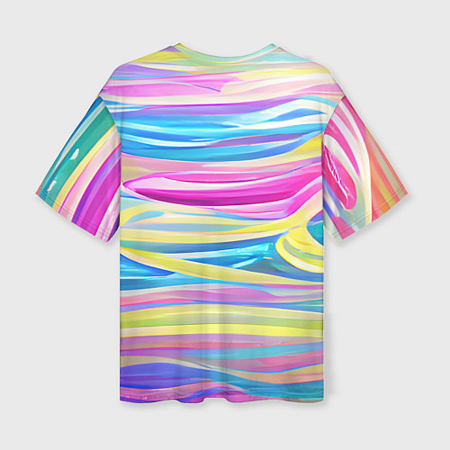 Женская футболка оверсайз Многоцветные волны / 3D-принт – фото 2