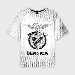 Женская футболка оверсайз Benfica с потертостями на светлом фоне