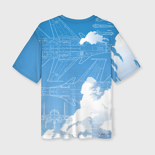 Женская футболка оверсайз Истребитель-бомбардировщик Су-34 в облаках / 3D-принт – фото 2