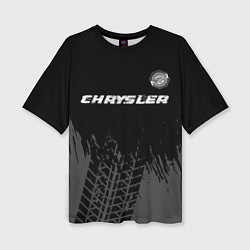 Женская футболка оверсайз Chrysler Speed на темном фоне со следами шин