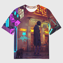 Футболка оверсайз женская Stray Cat x Robots, цвет: 3D-принт