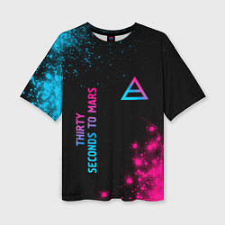 Женская футболка оверсайз Thirty Seconds to Mars Neon Gradient