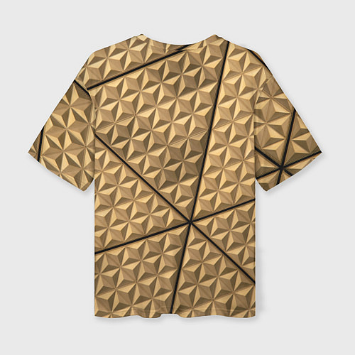 Женская футболка оверсайз Абстрактное металлическое покрытие - Золотой / 3D-принт – фото 2