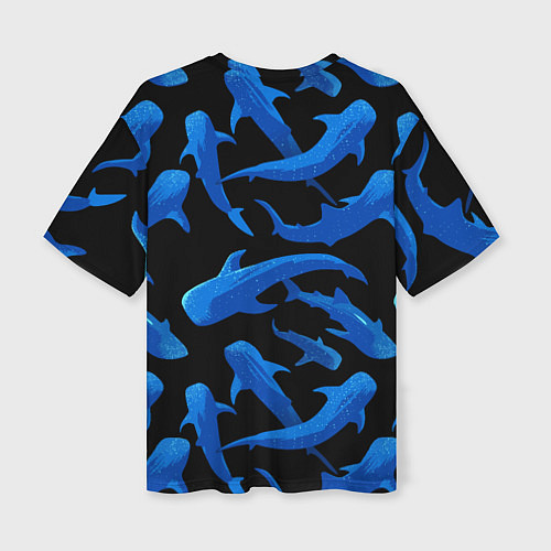 Женская футболка оверсайз Стая акул - паттерн / 3D-принт – фото 2