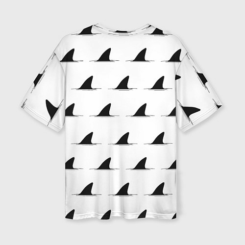 Женская футболка оверсайз Плавники акул - паттерн / 3D-принт – фото 2