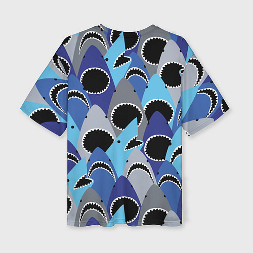 Женская футболка оверсайз Пасть акулы - паттерн / 3D-принт – фото 2