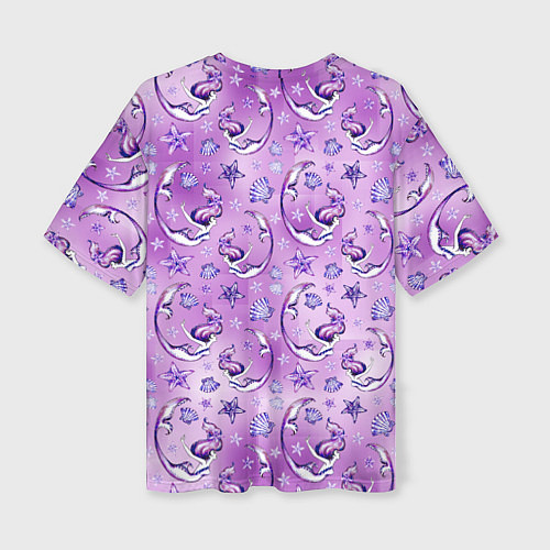 Женская футболка оверсайз Танцующие русалки на фиолетовом / 3D-принт – фото 2